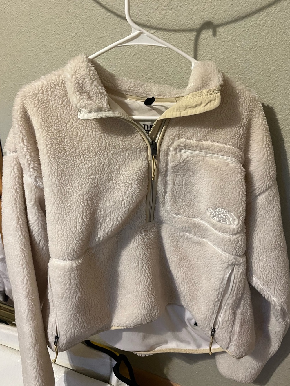 The North Face Cream Sherpa Half-Zip Pullover